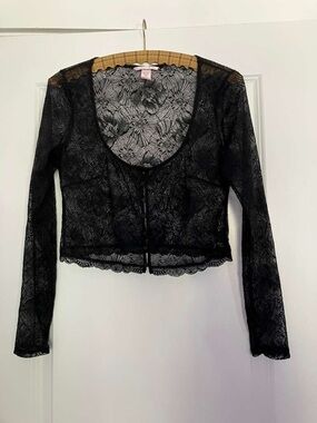 Victoria's Secret Black Lace Floral Blouse